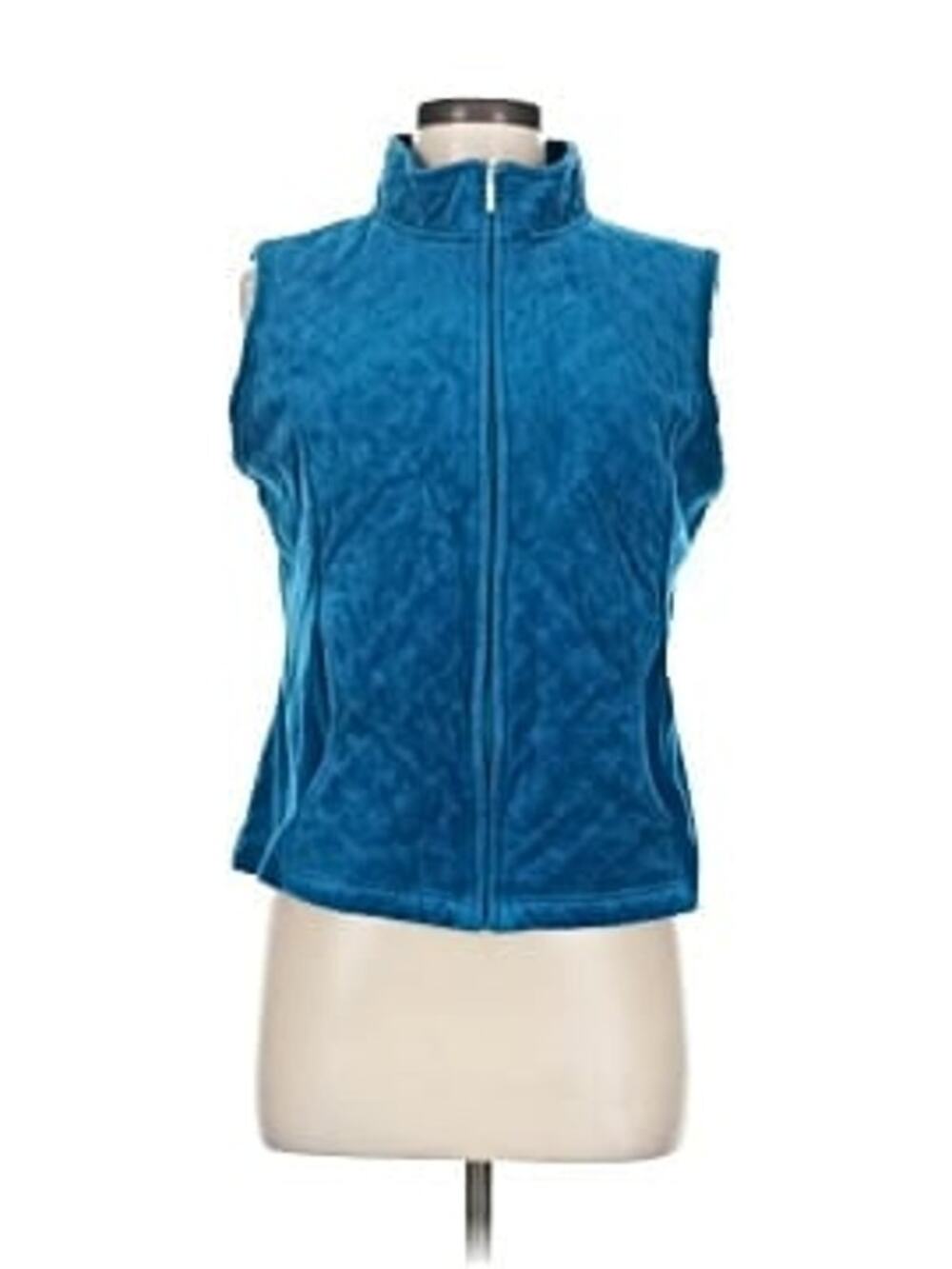 White Stag Teal Blue Velour Full Zip-Up Vest Women's Size XL 16-18